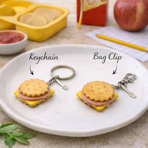 Lunchable Cracker Sandwich Keychain or Bag Clip – Nostalgic Snack Charm